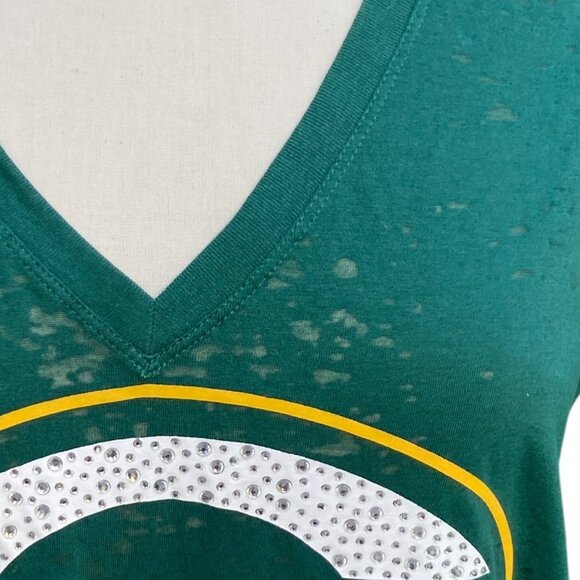 NWT PINK x NFL Packers Gemmed Burnout T-Shirt Sz XS Limited Edition Fan Game Day - Picture 5 of 12